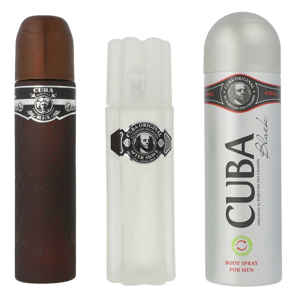 Cuba Black Set 3pcs Men EDT 100ml/ Body Spray 100ml/ After Shave 100ml