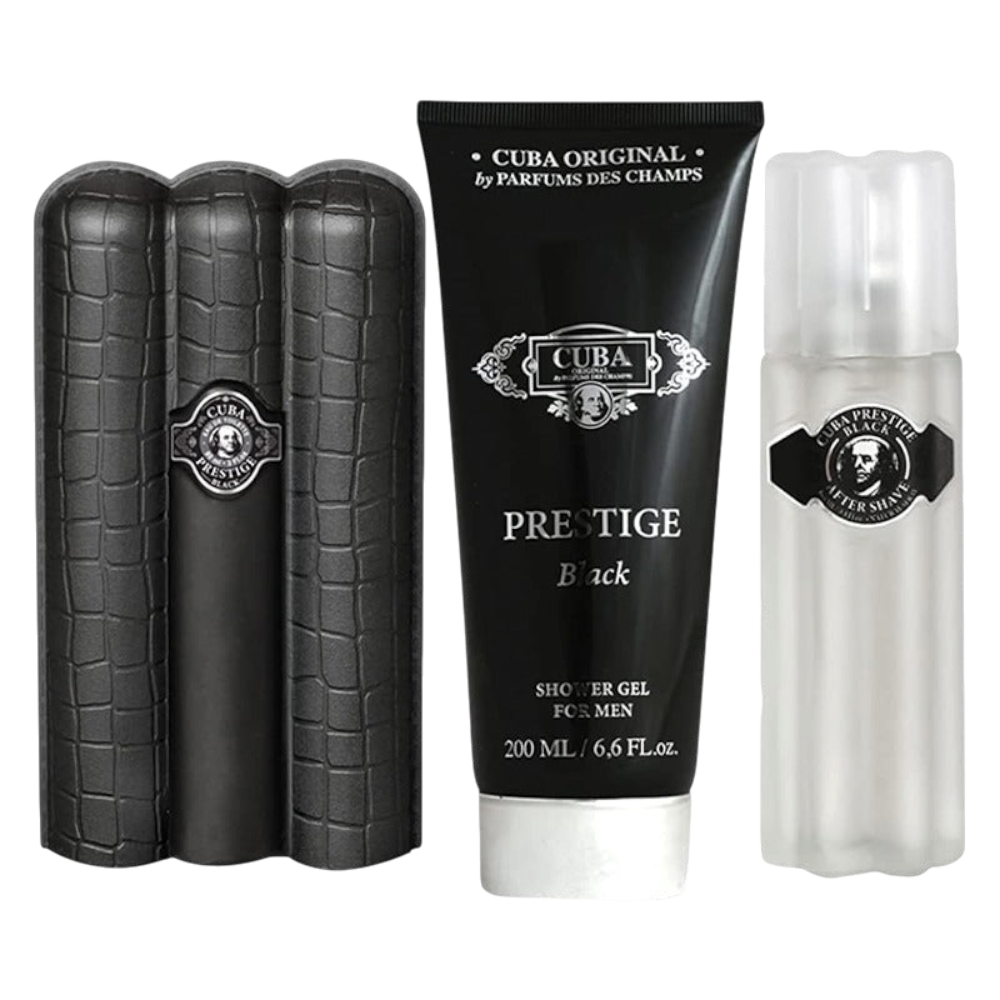 Cuba Prestige Black Set 3pcs Men EDT 90ml/ Body Gel 200ml/ After Shave 100ml