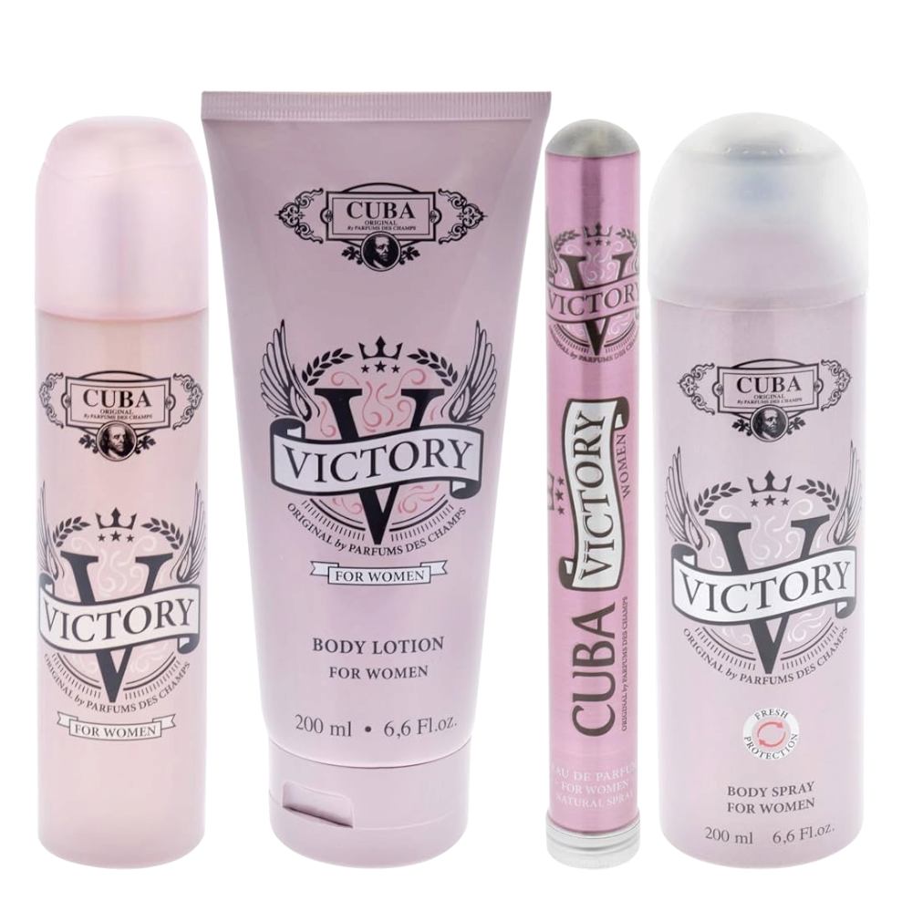 Cuba Victory Set 5 Pz Women EDP 100ml/ Mini EDP 35ml/ Desodorante 200ml/ Body Lotion 200ml/ Cubeta