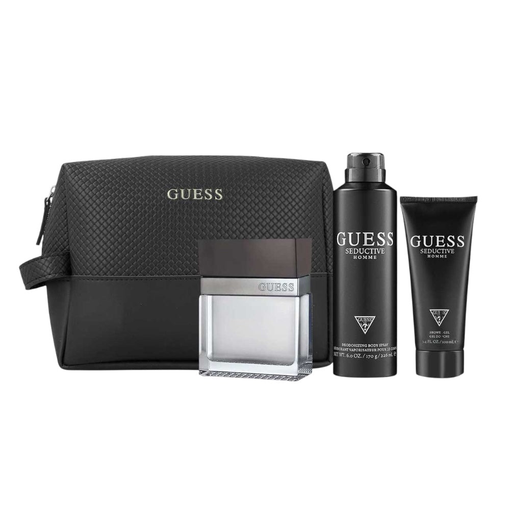 Guess Seductive Homme Men 4 pz  EDT100ml/ Gel De Ducha 100ml/ Spray Corporal 226ml/ bag