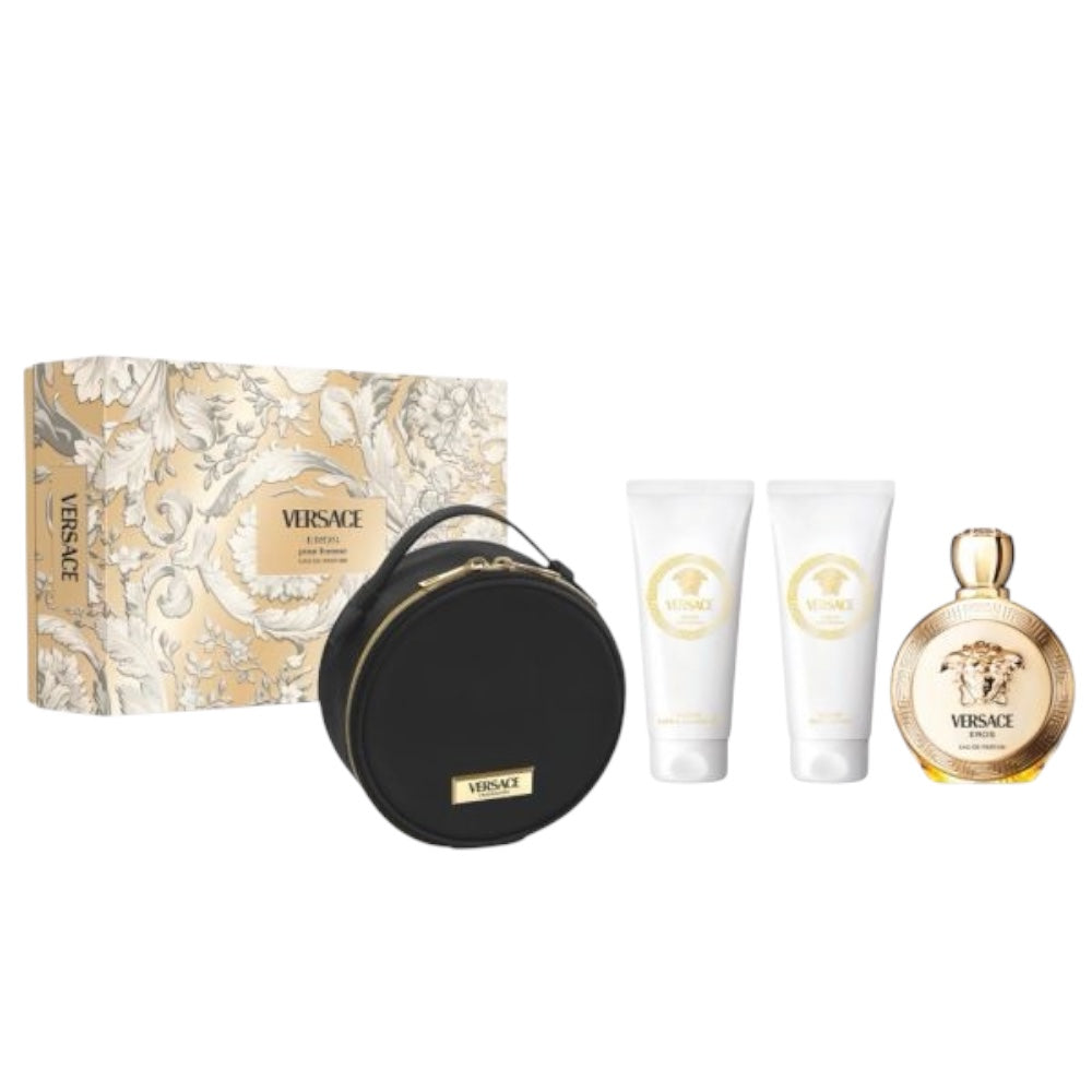 Versace Eros Pour Femme Women Set 4pcs EDP 100ml/ Body Shower 100ml/ Body Cream 100ml/ bolsa
