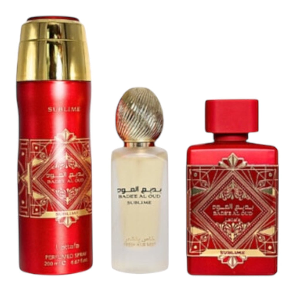 Lattafa Badee Al Oud Sublime Men 3Pcs EDP 100ml/ Desodorante 200ml/ hair mist 300ml