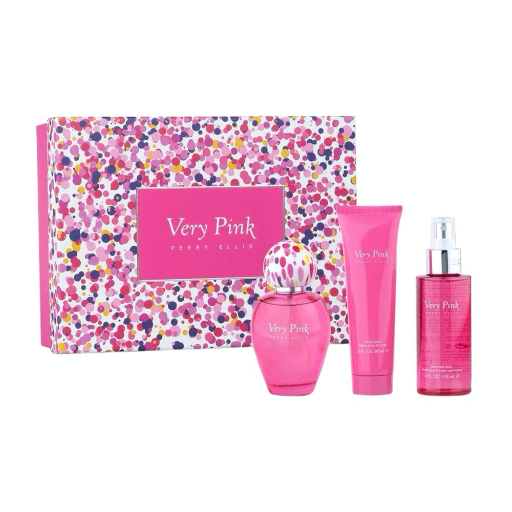 Perry Ellis Very Pink Woman Set 3 Pz EDP 100ml/ Body Lotion 90ml/ Body Mist 118ml