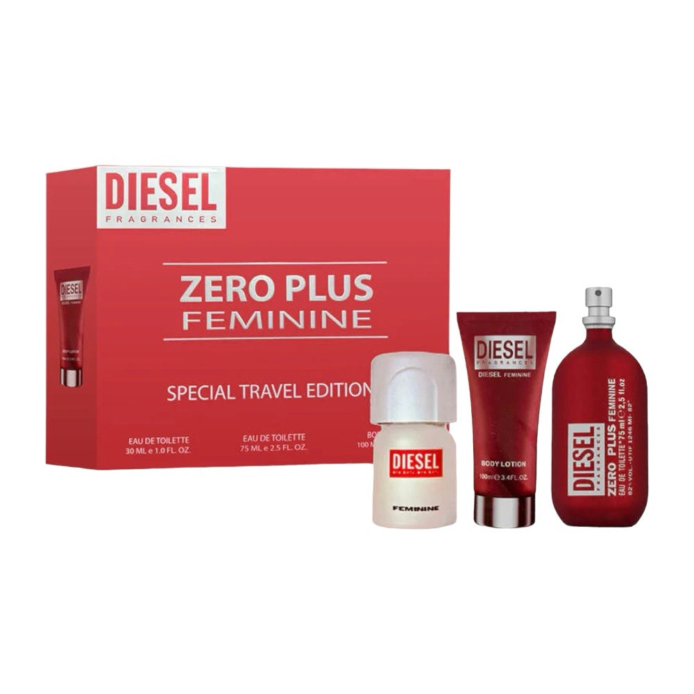 Diesel Zero Pluz Femenine Set 3 Pz EDT 75ml/ EDT 30ml/ Body Lotion 100ml