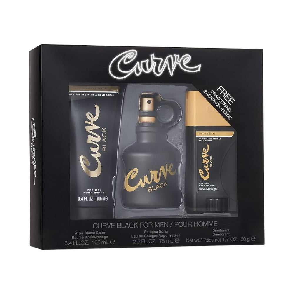 Liz Claiborne Curve Black Set 3 Pz EDC 75ml/ After Shave Balm 100ml/ Deo 1.7 oz